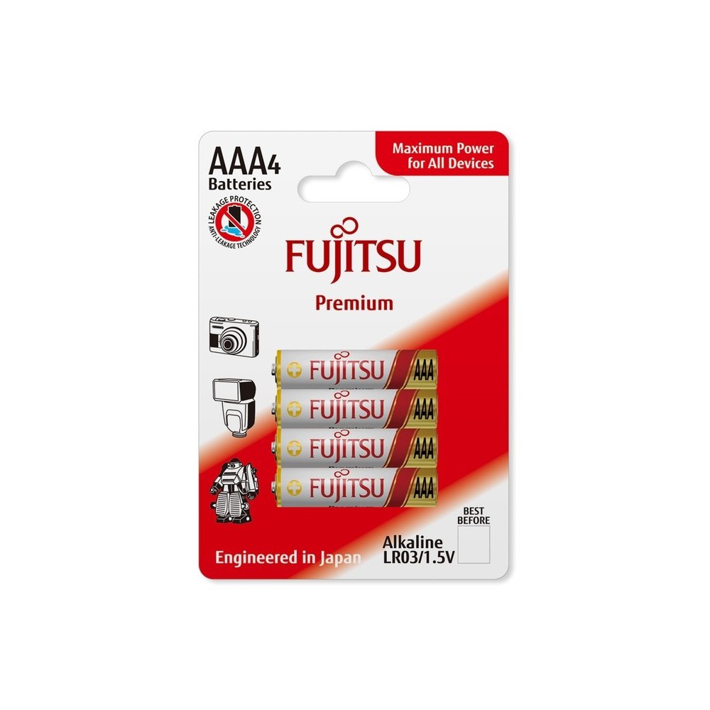 4 Pack Fujitsu Premium Alkaline Lr6 Aa For Size Aaa