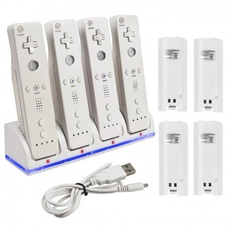 Oem, USB charging station with 4 batteries for Wii controllers, Nintendo Wii, AL753-CB