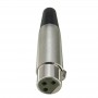 Oem, 6mm 3 Pin XLR Jack Female-Adapter For Microphone Speaker 18AWG Cable Silver, , AL889