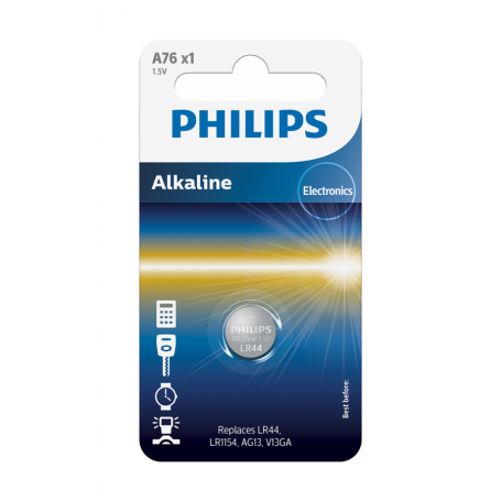 PHILIPS - Philips LR44/76A 1.5v Alkaline button cell battery - Button cells - BS036-CB