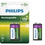 PHILIPS - Philips MultiLife 9V HR22 / 6HR61 170mAh rechargeable battery - Other formats - BS049-CB