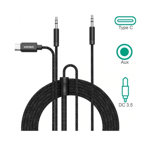 Wofalo, Wofalo Car Aux Audio Cable, 2 in 1 Type C to 3.5mm with 3.5mm Male to Male, Audio cables, AL1015