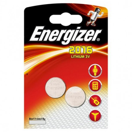 Energizer, Battery Energizer CR2016 6016 90mAh 3V - 2 Pieces, Button cells, BL279-CB