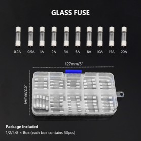 Oem, 100 pcs 0.2A to 20A glass fuse set, , AL1035