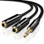 UGREEN, 3.5mm Jack to Dual 3.5mm F Headset + Mic Y Splitter, , UG278-CB