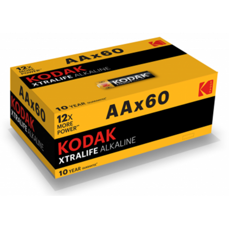 Kodak, 60-Pack Kodak XTRALIFE LR6 / AA / R6 / MN 1500 1.5V Alkaline battery, Size AA, BS412-CB