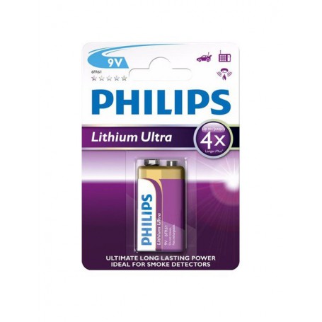 PHILIPS, Philips Lithium Ultra 1200mAh 9V E-Block 6FR61 battery, Other formats, BS430-CB