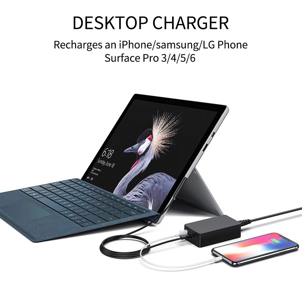 Chargeur pour ordinateur portable Microsoft Surface Pro 6 60W