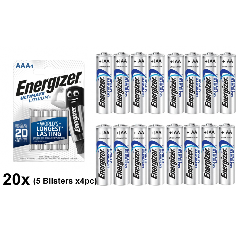 2 AA Energizer Ultimate Lithium L91 - 1.5V - AA / 14500 - Lithium - Piles  jetables