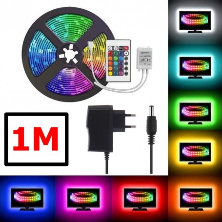 Oem - RGB IP20 LED Strip SMD3528 60led p/m with adapter and RGB controller - LED Strips - AL563-ADP-CB