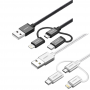 UGREEN, USB 2.0 A To Micro USB+Lightning+Type C (3 in 1) Cable, USB to USB C cables, UG-80326-CB