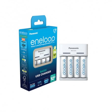 Panasonic - Panasonic Eneloop USB Charger including 4 x AA 2000mAh rechargeable batteries - Battery chargers - BQ-CC61-4XAA