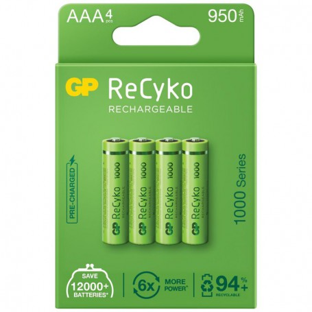 GP - GP R03/AAA GP ReCyko+ 1000 Series 950mAh Rechargeable - Blister 4x - Size AAA - NK133-CB