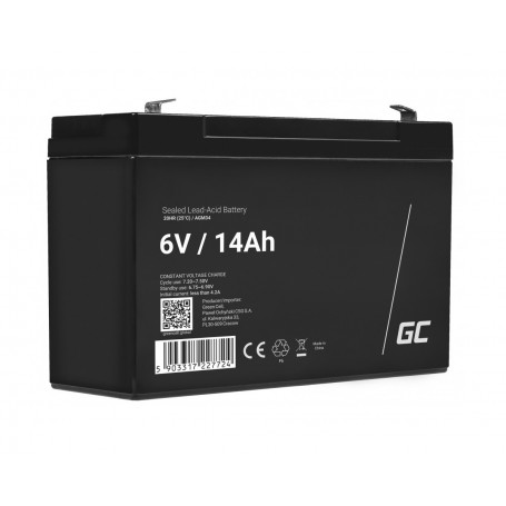 Green Cell, Green Cell 6V 14Ah (F1 4.6mm) 14000mAh VRLA AGM Battery, Battery Lead-acid , GC393-AGM34