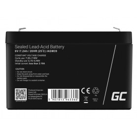 Green Cell - Green Cell 6V 7.2Ah (F1 4.6mm) 7200mAh VRLA AGM Battery - Battery Lead-acid  - GC397-AGM39