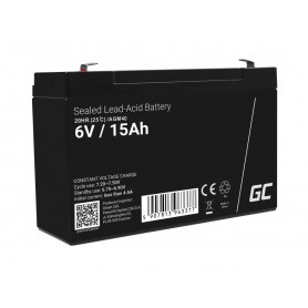 Green Cell - Green Cell 6V 15Ah (F1 4.6mm) VRLA AGM Battery - Battery Lead-acid  - GC398-AGM40