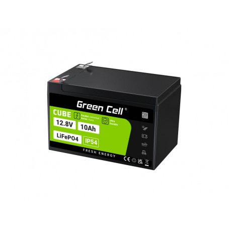 Green Cell - Green Cell CUBE 12.8V 10Ah LiFePO4 155x100x100mm IP54 battery for solar panels and campers - LiFePO4 battery - G...