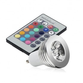 Oem - GU10 3W 16 Color Dimmable LED Bulb with Remote Control - GU10 LED - AL164