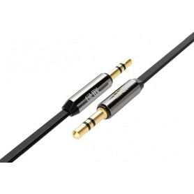 3.5mm Male-Male Audio Jack Ultra Flat cable Black